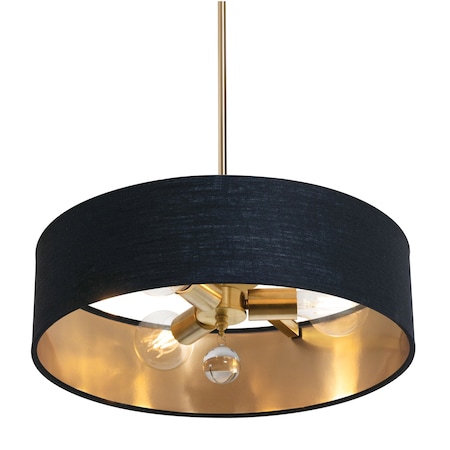 Afx Celine Pendant, 18'', Satin Brass Finish- Black/Gold Shade CLNP18MBSB-BKGD